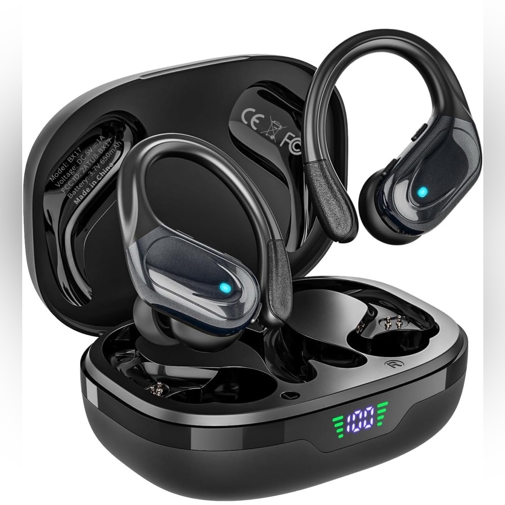Wireless Black Earbuds with Charging Case